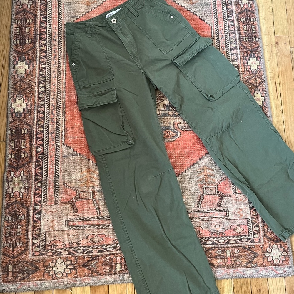 Bershka Olive Green Cargo Pants